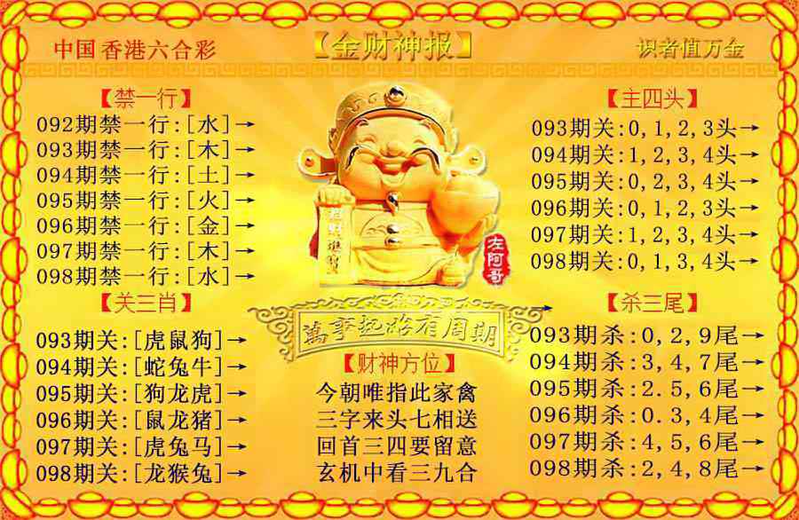 六合彩098期金财神