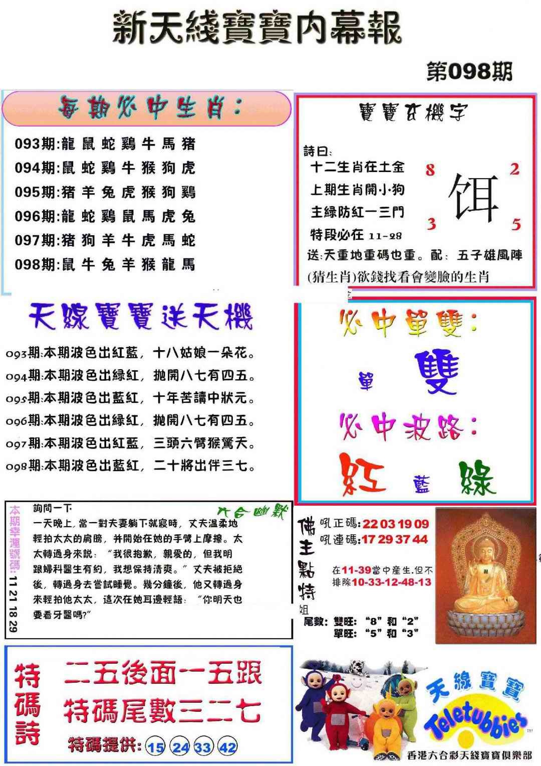 六合彩098期新天线宝宝(彩)