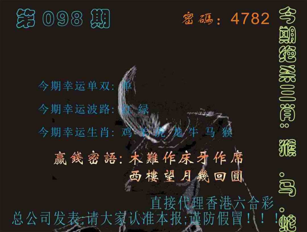 六合彩098期马经特码报