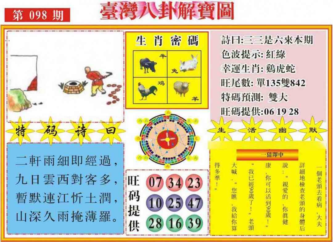 六合彩098期台湾八卦解宝图