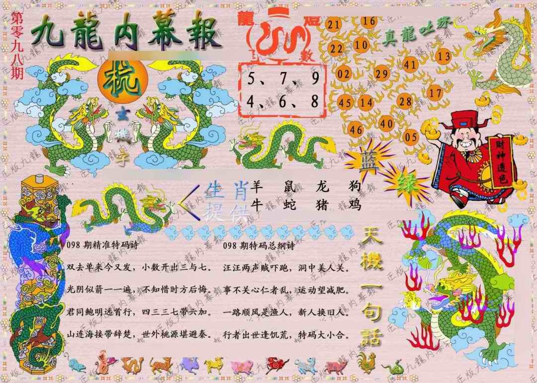 六合彩098期正版九龙内幕报